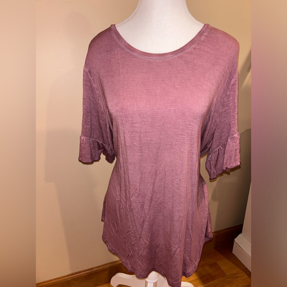 Knox Rose Women’s Pink Blouse with Flutter Sleeves SIZE XXL